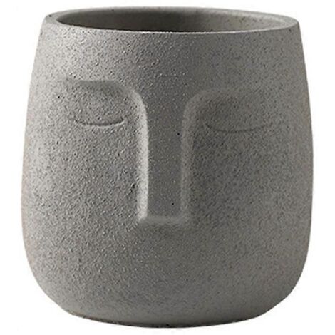 Vase en céramique Visage de Bouddha nordique, pot à succulentes zen, décoration maison balcon jardin, gris clair 14cm.