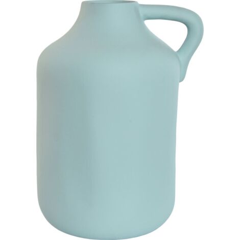 Vase en grès bleu ciel avec anse style artisanal urban chic - bleu ciel mat