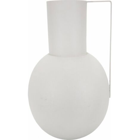 Vase en métal blanc avec anse design contemporain - blanc mat contemporain