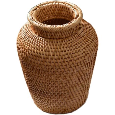 Vase en Osier Décoratif, Pot à Fleurs de Style Campagnard, Fait Main, Décoration Intérieure