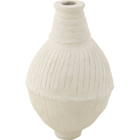 Vase en papier mâché blanc style artisanal élégant - Blanc naturel mat