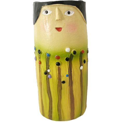 Vase en résine avec tête humaine, vase-H, sculpture artisanale pour fleurs séchées, décor d'intérieur