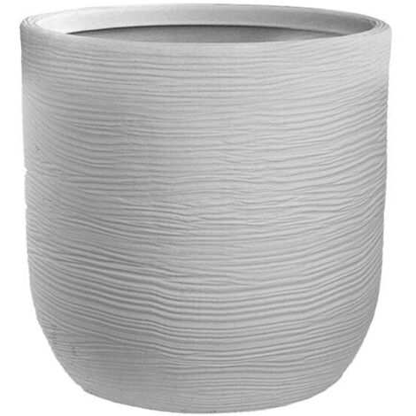 Vase en résine intérieur extérieur pour plantes cylindriques design d.35x34h Raffaello Bianco
