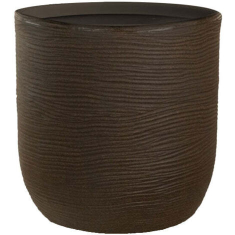Vase en résine intérieur extérieur pour plantes cylindriques design d.35x34h Raffaello Brown