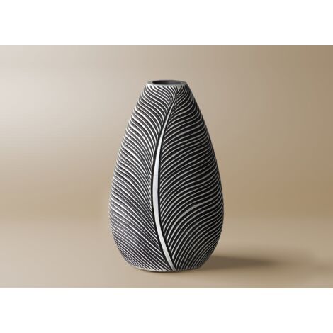 Vase en résine noir et blanc H30 cm EBENE