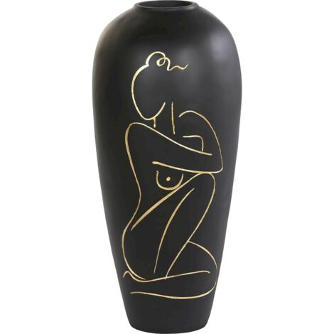Vase en résine noire élégante décoration intérieure - Noir mat