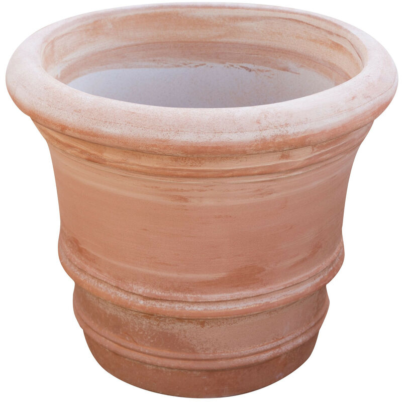 Biscottini - Pot de fleurs d'extérieur Vase en terre cuite Made in Italy Pot de jardin Jardinière de balcon Décorative Grand bol Fait main