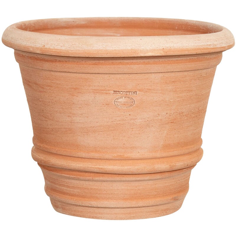 Biscottini - Vase lisse en terre cuite 40X30 cm Jardinière de jardin faite à la main Fabriqué en Italie Pots de fleurs balcon décoratifs