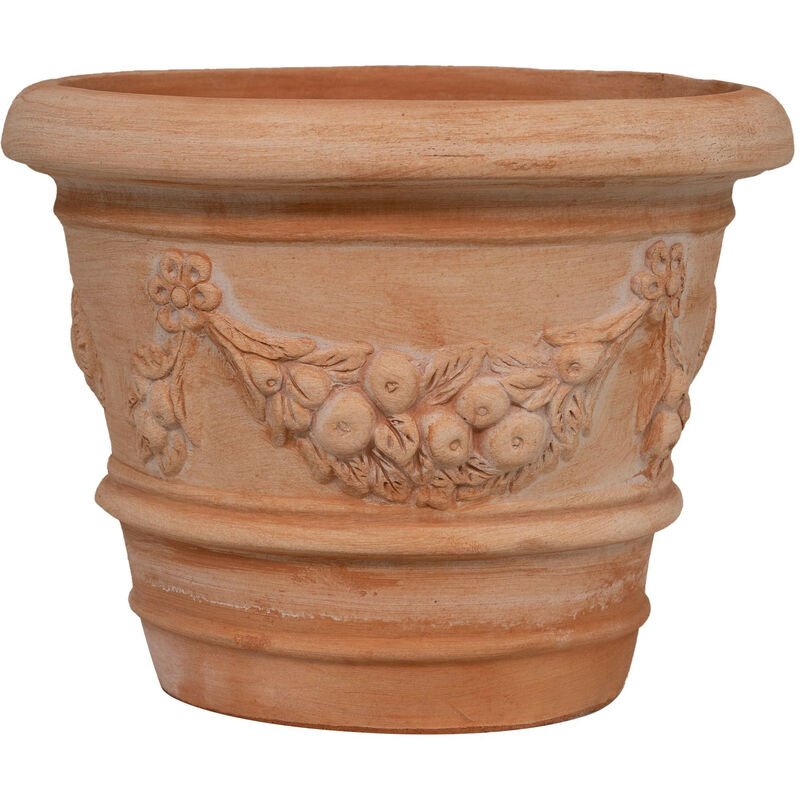 Vase festonné en terre cuite 40X30 cm Jardinière de jardin faite à la main Fabriqué en Italie Pots de fleurs balcon décoratifs