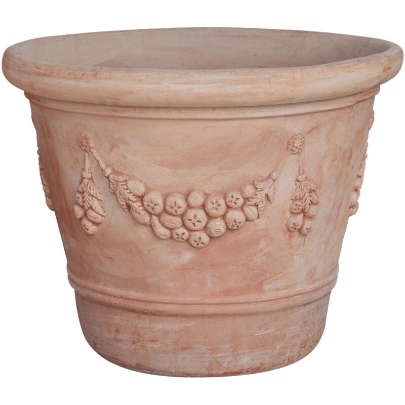 Biscottini - Vase en terre cuite 103x75 cm Made in Italy Grand vase d'extérieur fabriqué à la main Grands vases en terre cuite décorés