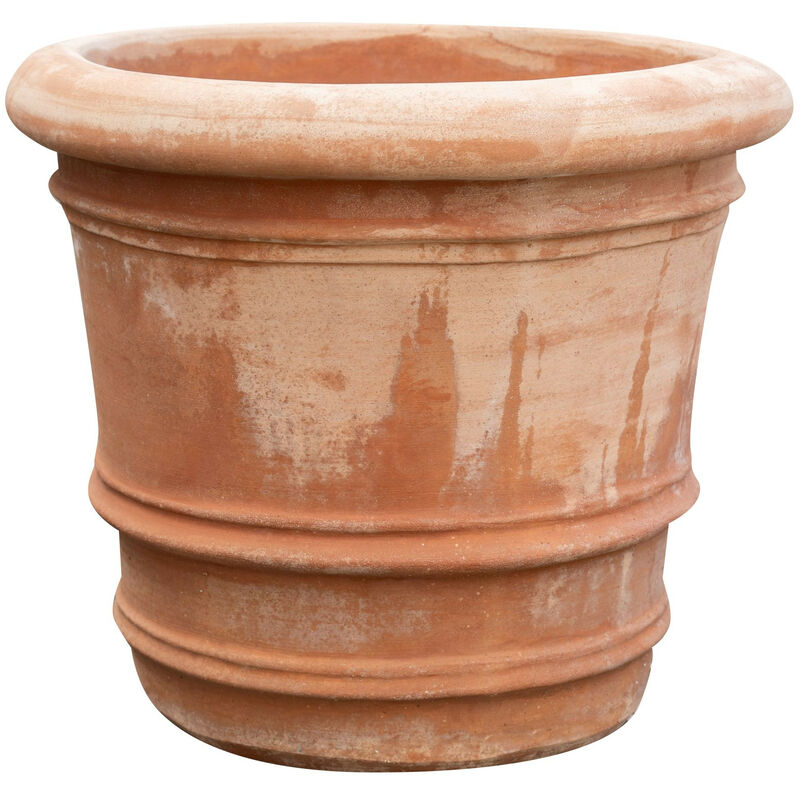 Biscottini - Vase en terre cuite lisse Jardinière de jardin faite à la main Fabriqué en Italie Pots de fleurs de balcon décoratifs antigel