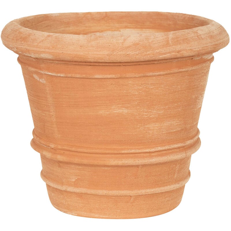 Vase en terre cuite lisse Vase d'extérieur Vase rond Jardinière de balcon Pot de fleur Pot de jardine Fait main Made in Italy