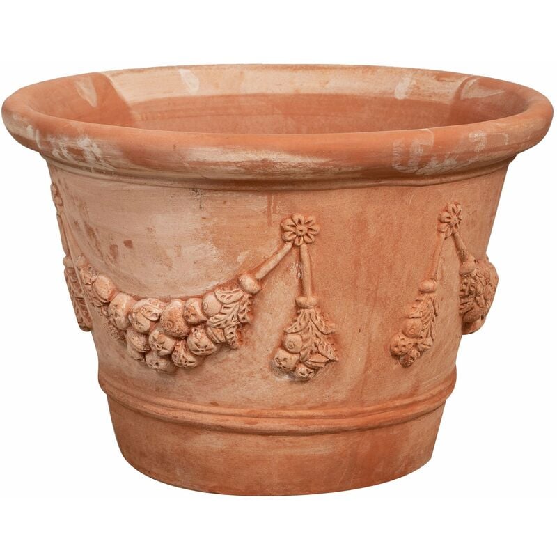 Vase en terre cuite pour plantes 69x47 cm Made in Italy Grand Jardinière de balcon d'extérieur artisanel Pot de fleurs Fait main
