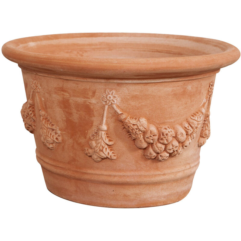 Biscottini - Vase en terre cuite pour plantes 52x34 cm Fabriqué en Italie Grand Pot extérieur Pots de jardin Jardinière de balcon Fait main