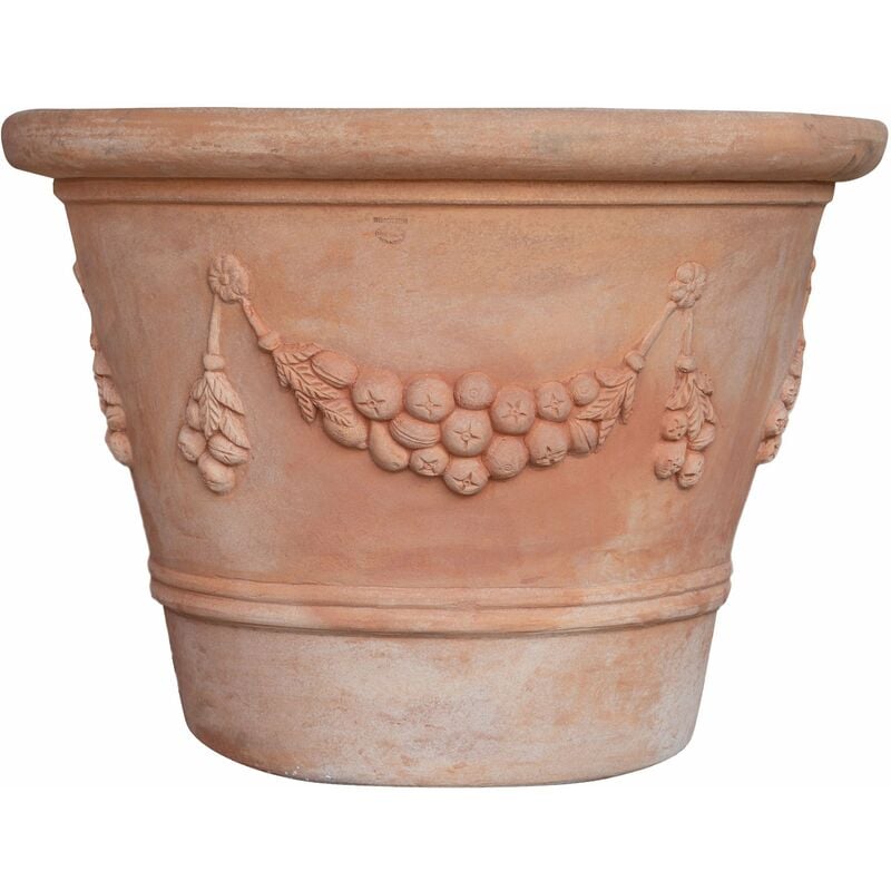 Vase en terre cuite pour plantes 115x80 cm Fabriqué en Italie Grand Pot extérieur Pots de jardin Jardinière de balcon Fait main