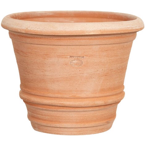 Vase en terre cuite lisse Vase d'extérieur Vase rond Jardinière de balcon Pot de fleur Pot de jardine Fait main Made in Italy