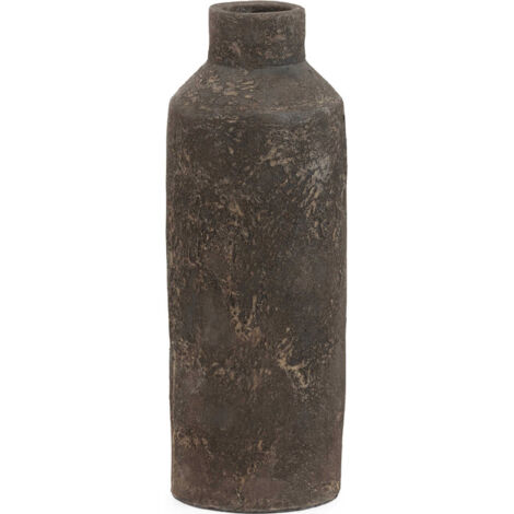 Vase en terre cuite noir vieilli style artisanal élégant - Noir vieilli effet brut