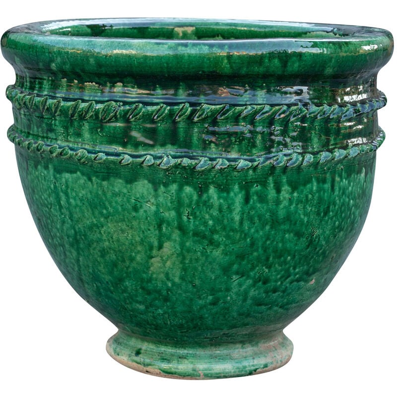 Biscottini - Vase en terre cuite Sahara Desert finition vert glacé