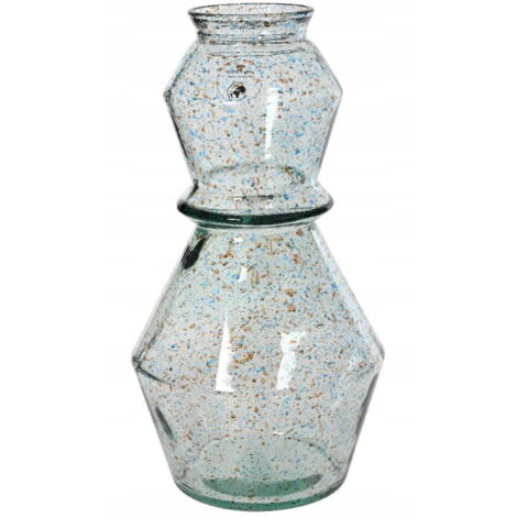 Vase en verre 30x16cm Transparent à pois bleus et marron