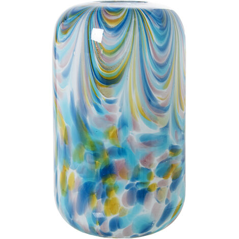 Vase en verre blanc/bleu °19X34 cm