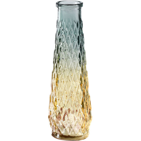 Vase en verre coloré, vase en verre de style vintage à décor en relief, pot de fleurs hydroponique, idéal pour la décoration de la maison, du bureau, de la chambre, des fêtes.