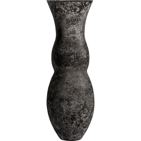 Vase en verre noir finition vieillie style contemporain élégant - Noir effet vieilli contemporain