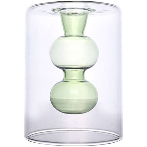 Vase en Verre pour Culture Hydroponique  Style 1 Vert 8 x 10.5cm  Vase de Propagation, Vase Multifonction pour Décor et Aromathérapie