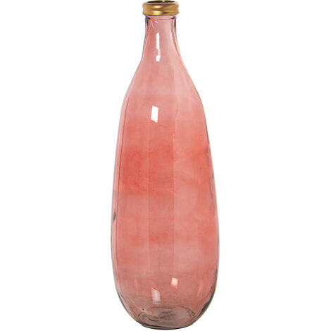 Vase En Verre Recyclé 75 Cm Bord Or Rose °25X75 Cm Bouche:°6 Cm