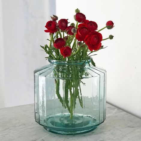 Vase en verre recyclé transparent 6L facetté - Marigold - trasparente