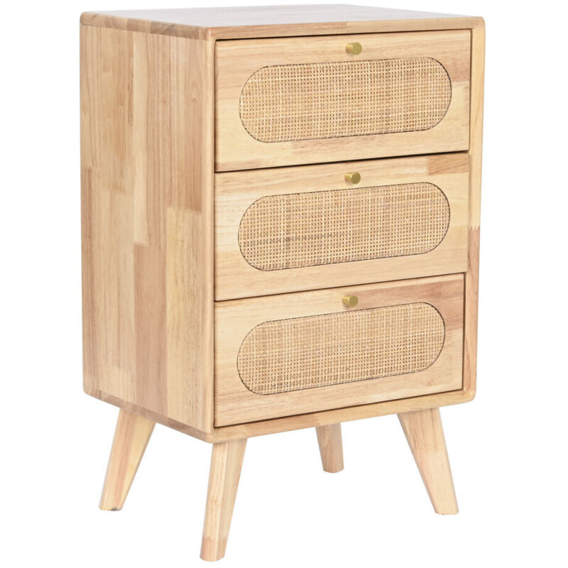 Commode Rubberwood Rotin 40X30X63 Naturel