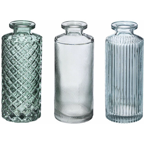 Lot de 3 Vases Bouteille en Verre Folk H 24,5 cm - Vases, caches pots -  Décomania