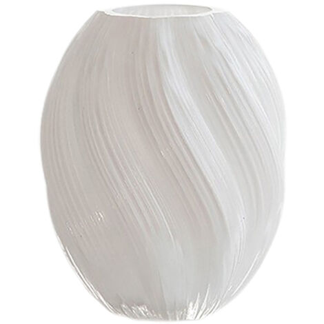 Vase en verre soufflé blanché 20x18cm à rotation douce, Design élégant pour décoration salon/entrée et arrangement floral, Packaging sécurisé avec carton et protection mousse incluse