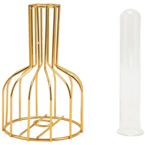 Vase en Verre Transparent avec Ornements Métalliques Dorés - Design Moderne et Élégant pour Décoration d'Intérieur