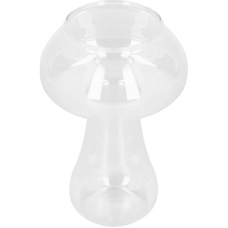 Vase en Verre Transparent Résistant à la Haute Température, Design Champignon pour Décoration Bureau et Cadeaux Maison