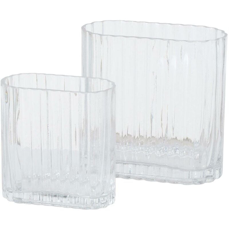 Boltze Gruppe - Vase en verre tulipa, rectangulaire, en verre transparent, lot de 2