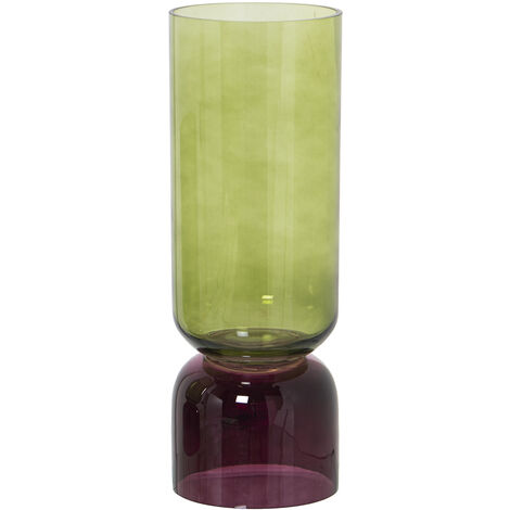 Vase en verre vert/violet °13X35 cm