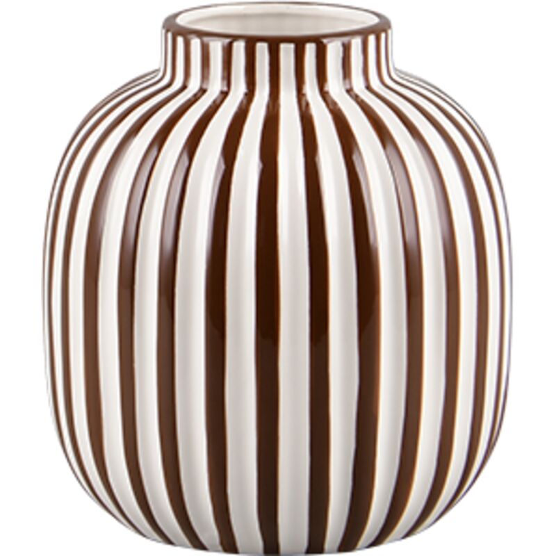 Vase et Pot, Vase en céramique rayure verticale ZEBRA Marron en Céramique, BOITE A DESIGN