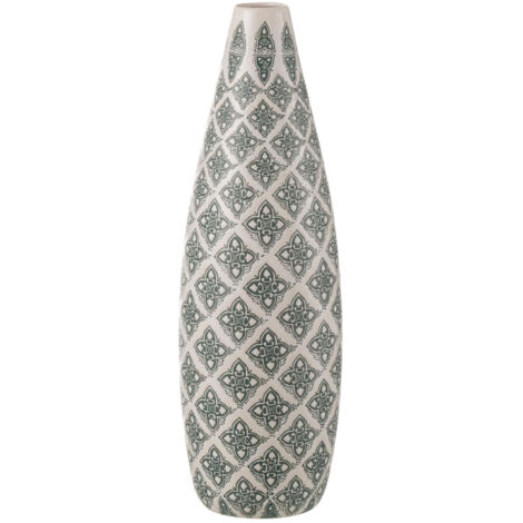 Vase ethnique 16,5x16,5x53 cm en porcelaine bleue et blanche