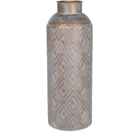 Vase ethnique décoratif en métal gris pour la maison et le bureau