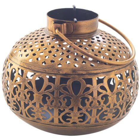 Vase ethnique en fer blanc doré de 19 cm, pour la décoration de la maison et les cadeaux uniques