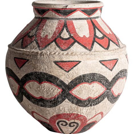 Vase ethnique multicolore en terracotta finition naturelle - Terracotta multicolore finition naturelle