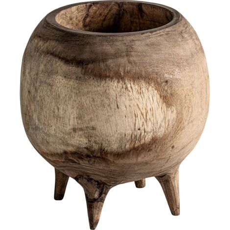 Vase ethnique Rimini en bois suar naturel - Teinte bois suar naturel doux