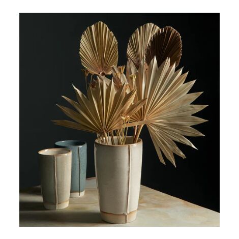 Vase Faro en grès émail réactif beige