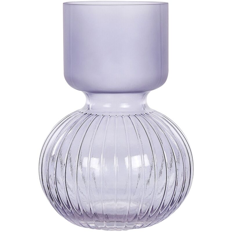 Beliani - Vase à fleurs décoratif 26 cm Col Rond Design Rétro En Verre Violet Thetidio