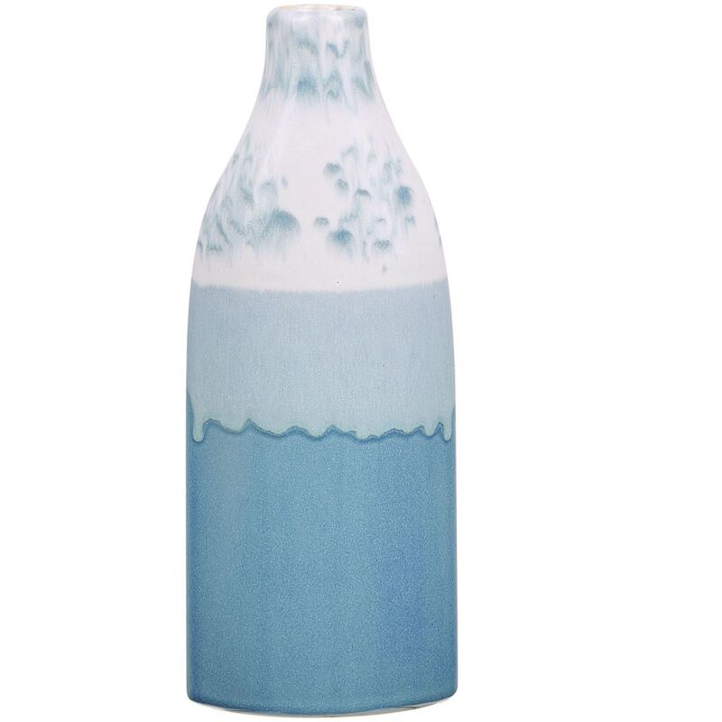 Beliani - Haut Vase Décoratif à Fleurs en Céramique Bleue et Blanche 30 cm de Hauteur Accessoire Tendance pour Salon ou Chambre Scandinave