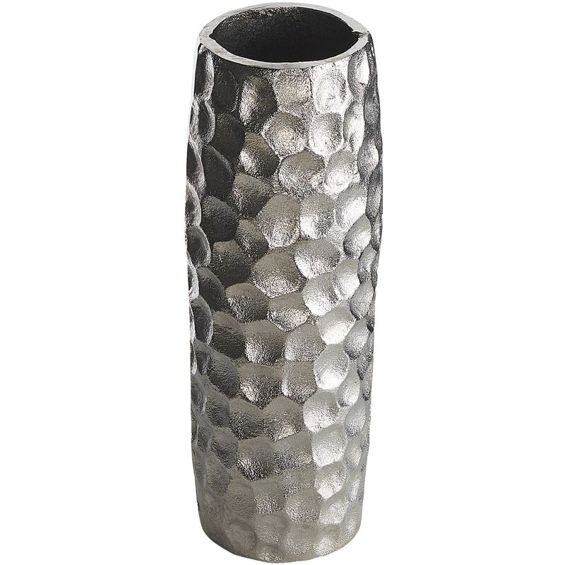 Beliani - Grand Vase à Fleurs Moderne Fait à la Main Métal Aluminium Argenté Calakmul