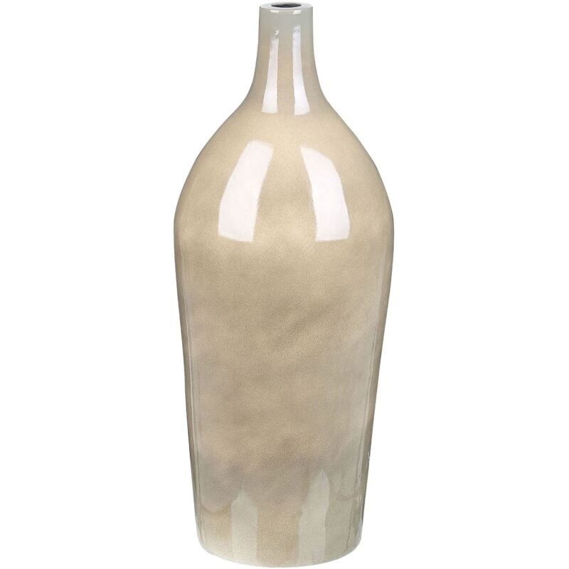Beliani - Vase à Fleurs Taupe en Terre Cuite 47 cm en Forme de Bouteille Accessoire Leganes