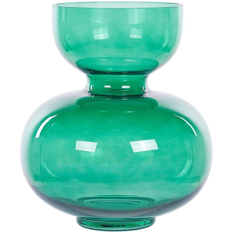 Beliani - Vase à Fleurs Décoratif 27 cm en Verre Rond en Forme de Sablier Vert Palaia