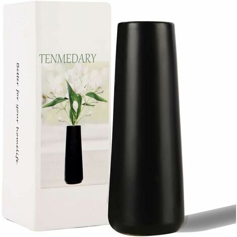 Vase for Pampas, Black Ceramic Vase, Decorative Matte Glass Vase, Flower Vase for Living Room, Table, Home, Office