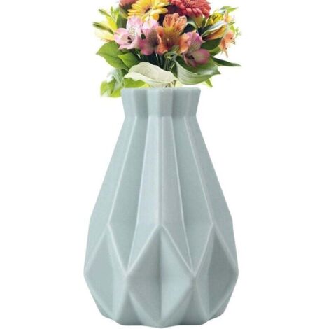 Vase Géométrique en Céramique Incassable Déco Intérieure Table Salon Bleu